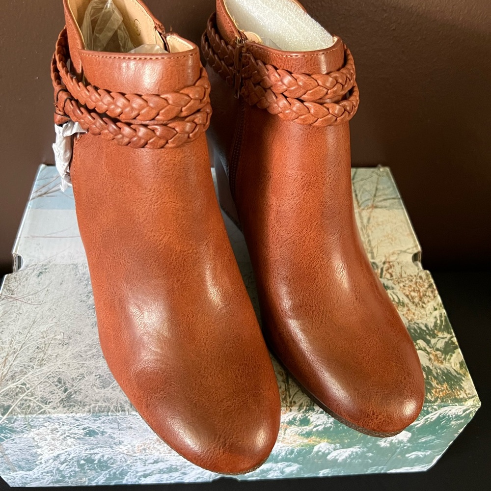 Womens Wedge Ankle Boots Braided Fringe Strap Western Heeled Booties